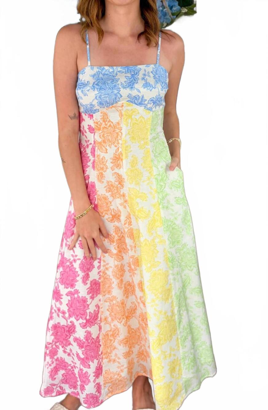NEW PASTEL DESIGN women's garden midi dress in multi